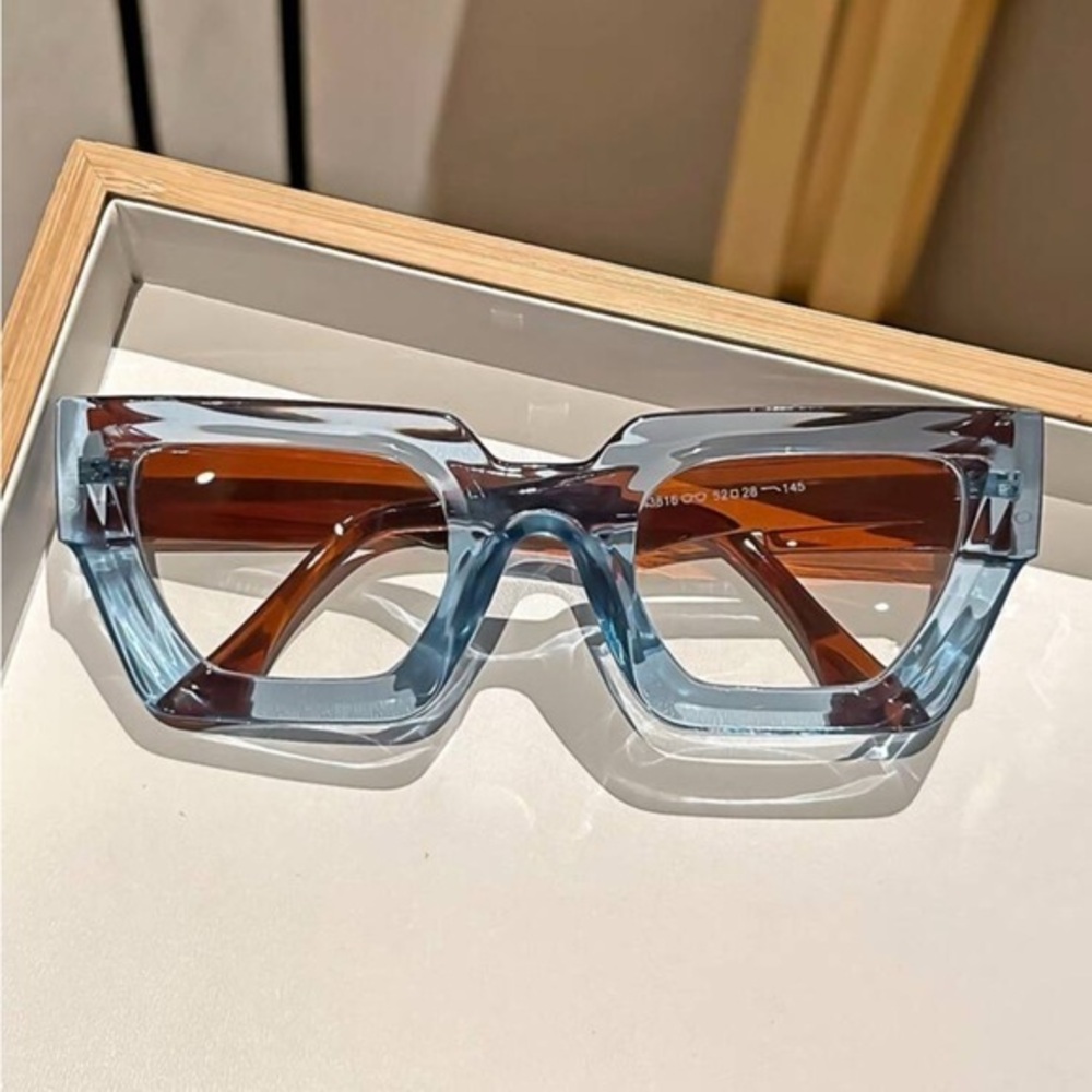 ✨NEW Two Tone Stylish Blue and Brown personality statement square frame glasses